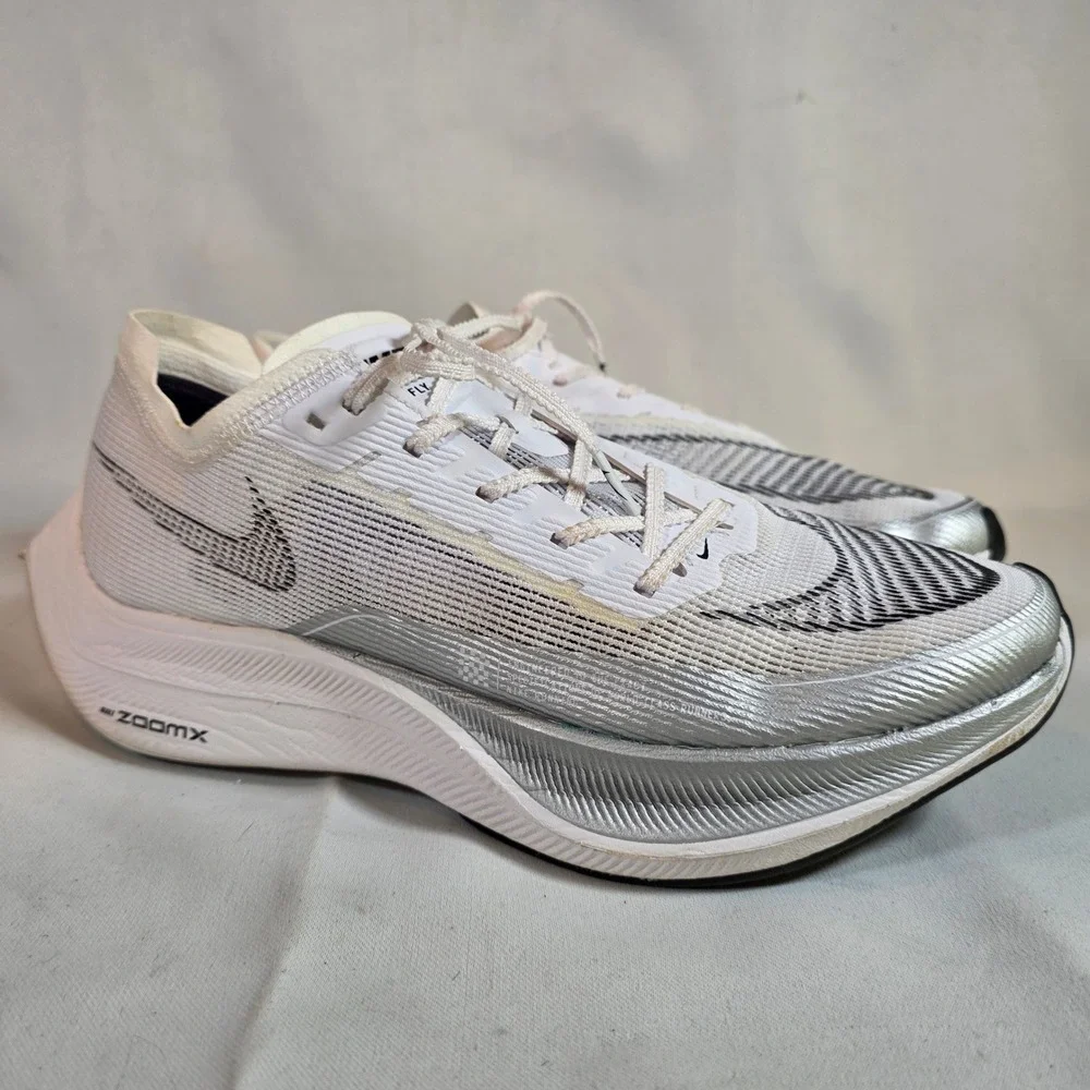NIKE ZoomX Vaporfly Next% 2 White Metallic Silver Men's 11.5 Running Shoes